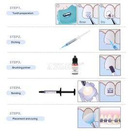 AZDENT Dental Bracket Braces Glue Ortho Bonding System Light Cure Primer Adhesive Kits - Orthodontic Light Cure Bonding System