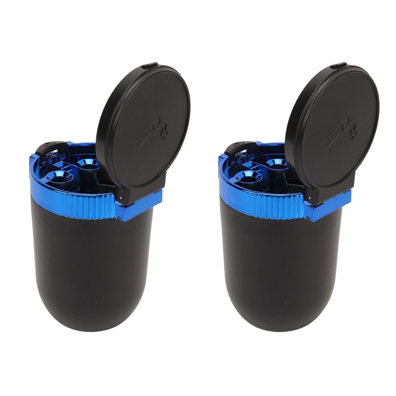 2Pcs Car Ashtray with LED Blue Light Portable Removable Car