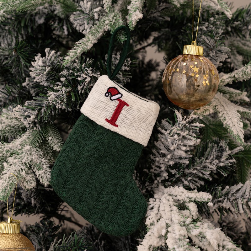 Christmas Stocking – Green A-Z Letter Hanging Christmas Stockings, Christmas