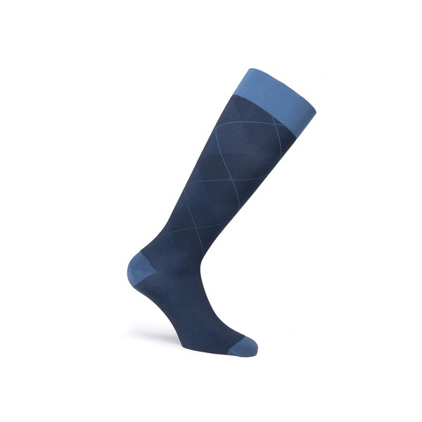 JOBST Casual Pattern 15-20mmHg Compression Socks Knee High, Closed Toe, Ocean Blue, Large Full Calf Long Length