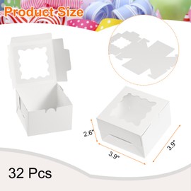 uxcell 32Pcs Soap Packaging Boxes 3.9x3.9x2.6 Inch Kraft Soap Box with Window Mini Soap Present Treat Gift Box for Bakery Candy Packaging Jewelry Display (Flower Shape, White)