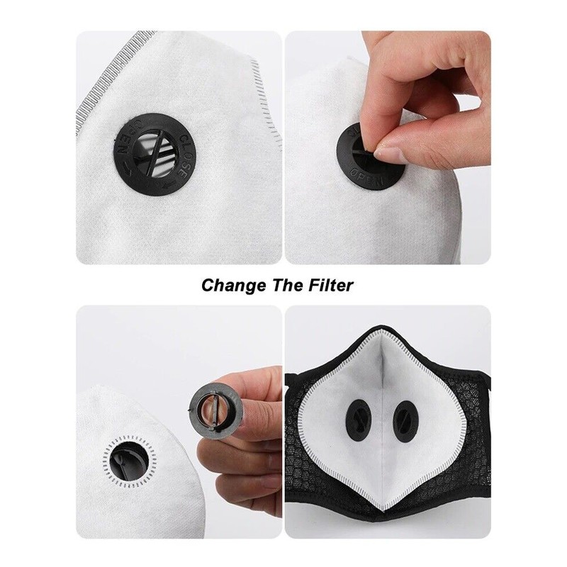 GreenStorm Nylon Mesh Face Mask Peplaceable PM0.3 HEPA Carbon Filter