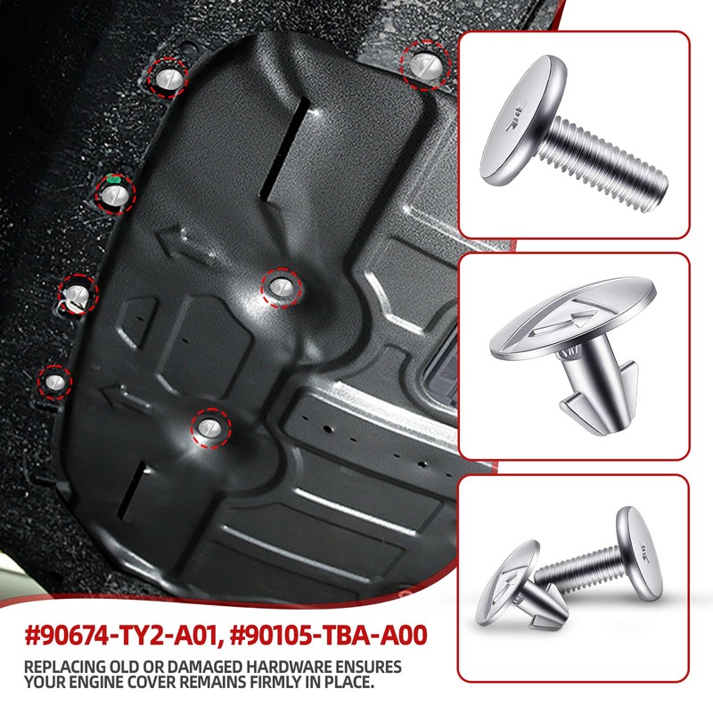8PCS Engine Splash Shield Hardware Kit, Lower Cover Pin Screws,