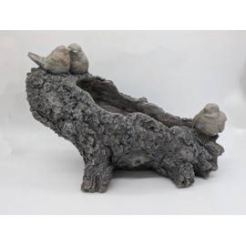 Esschert Design Bird Log Planter, Faux Wood