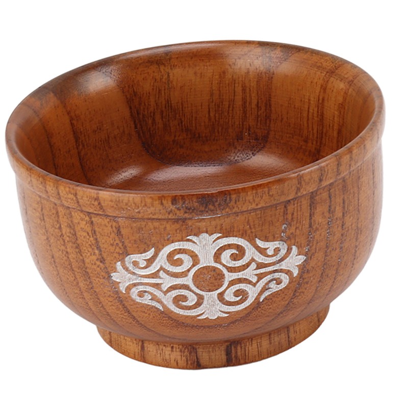 Wooden Rice Bowl Jujube Wood Anti Scald Exquisite Elegant Round