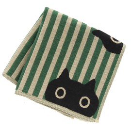 Atsuko Matano 181007-0508-03 Women's Triple Gauze Handkerchief (Green/100% Cotton), Gauze Handkerchief, Cat Pattern, Cat MEME, Imabari, Gift, green