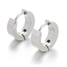 Bungsa Creole Earrings Silver Engraved 5 mm - 1 Pair of Stainless Steel Hinged Hoop Earrings (Stud Earrings Hoop Earrings Huggie Earrings Engravable Ear Clips Women Men Fashion), Stainless Steel, No
