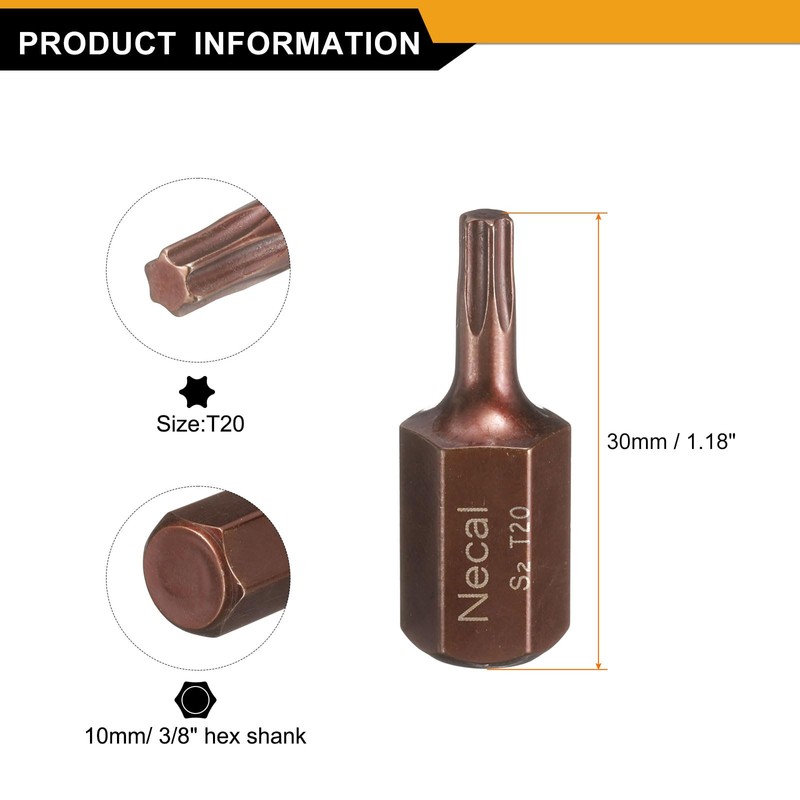 HARFINGTON T20 Torx Screwdriver Bit 10mm Hex Shank 30mm Length