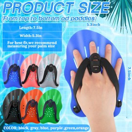 Liliful 6 Pairs Swim Paddles Hand Swim Training Hand Paddles with Adjustable Straps for Lap Swimming Exercise Equipment Accessories Swimming Paddles for Unisex Adult Kid, 6 Color