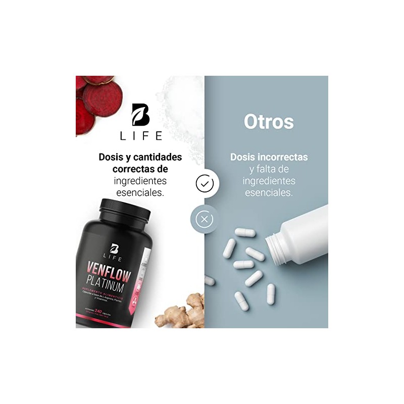 B Life Venflow Platinum con L-Arginina y Resveratrol 240 Cápsulas