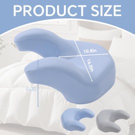 ROYALAY Back Sleeping Training Pillow, Memory Foam Beauty Pillow with Adjustable Height, Neck & Shoulder Support, 2 Washable Covers, Blue