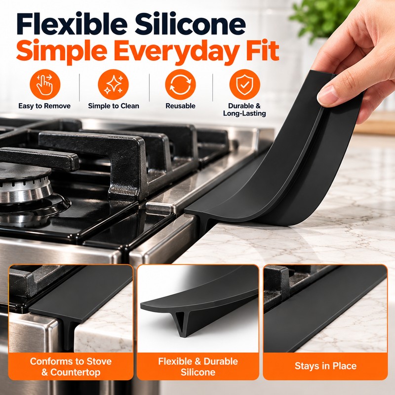 Silicone Stove Gap Covers for Kitchen – 2-Piece Heat-Resistant Gap