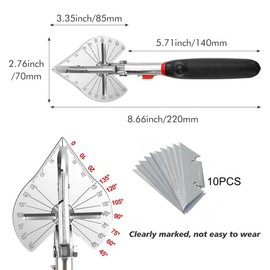 Mitre Scissors Cable Duct Scissors Multifunctional Trunking Scissors Sealing Scissors for Cutting PVC Wood Plastic Rubber with 10 Replacement Blades, Adjustable from 45° - 135° for Precise Cut