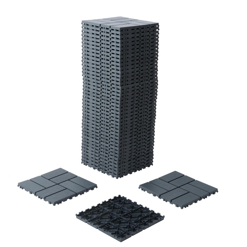 WONSHREE Plastic Interlocking Deck Tiles 12"x12" Waterproof Outdoor Patio Flooring