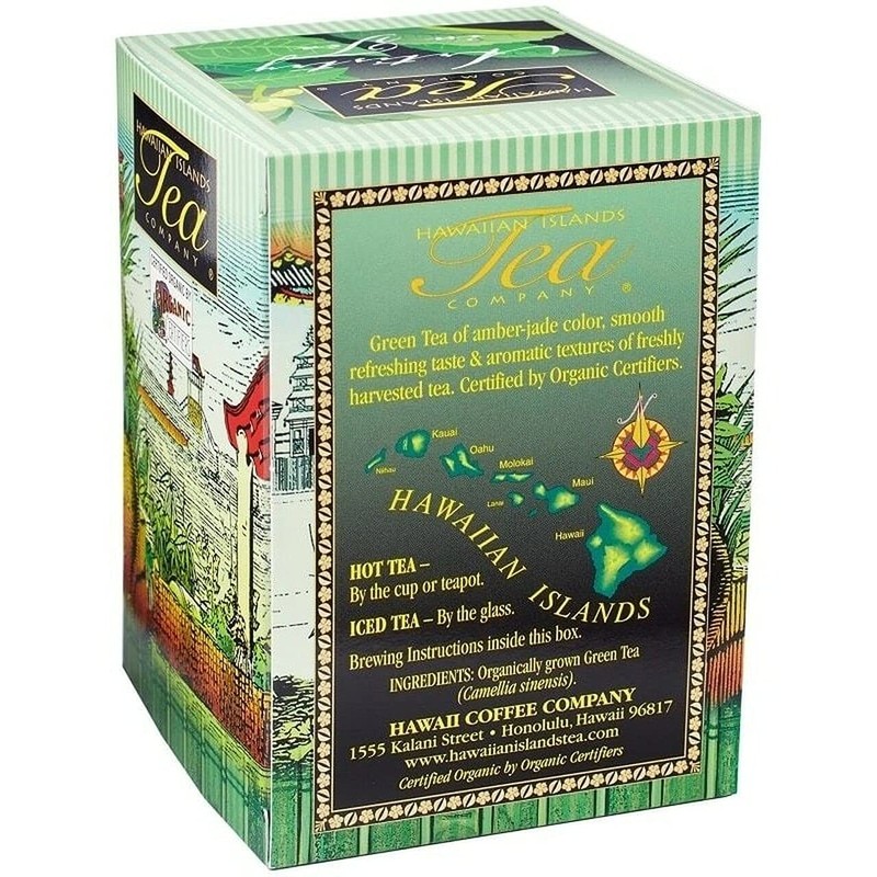 Hawaiian Islands Tea Company Organic Green Tea, All Natural -