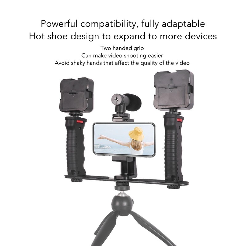 Smartphone Video Rig, Phone Stabilizer Tripod Mount Aluminum Alloy with