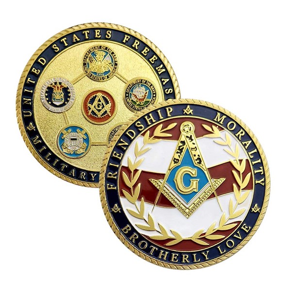 US Masonic Veteran Challenge Coin Military Family Collectibles-Army Navy Air Force Coast Guard
