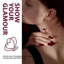 NXJ INFILILA Red Gel Nail Polish, Hema Free Gel Nail Polish Red Colors Deep Dark Red Color Nail Polish Gel High Gloss Soak Off UV Gel Nail Manicure DIY Gift for Women Girls