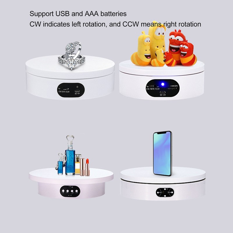 Rotating Display Stand 4.7in USB Battery Powered Stable Quiet Auto