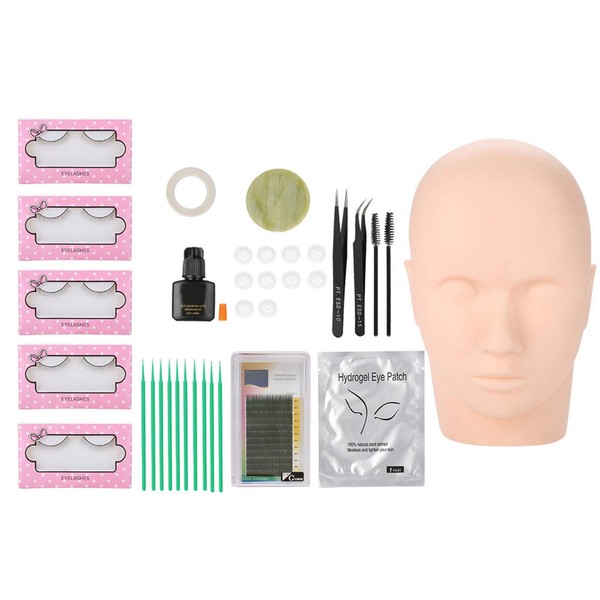 Eyelash Extension Practice Head 11 Piece Set with Eyelash Extension
