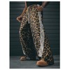 Verdusa Men's Cheetah Print Baggy Pants Wide Leg Striped Cheetah