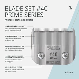 Wahl Pro Animal Prime Series Blades - Professional Fine Tooth Pet Clipper for Horse, Cat & Dog Grooming - Made from High-Carbon Steel - #40, 0.25mm