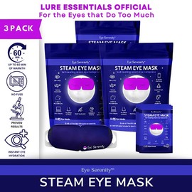3-Pack Eye Serenity Warm Eye Compress | Relieve Dry Eyes, Screen Fatigue & Stress | Calming, Soothing Eye Mask for Sleep & Relaxation