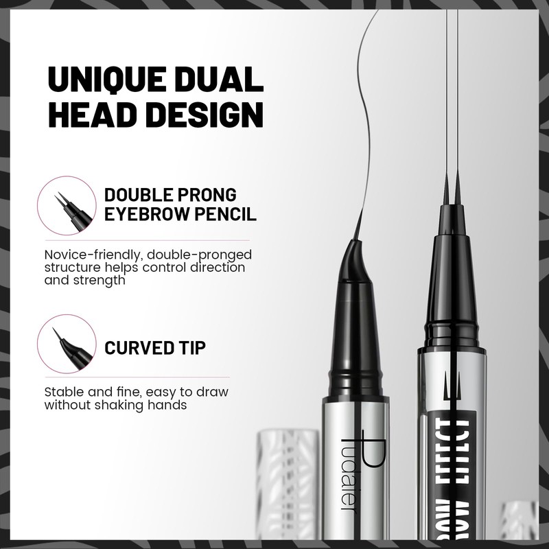 Curved Eyebrow Pencil with 10Pcs Stencils, 2-in-1 Dual-Ended Microblading Eyebrow