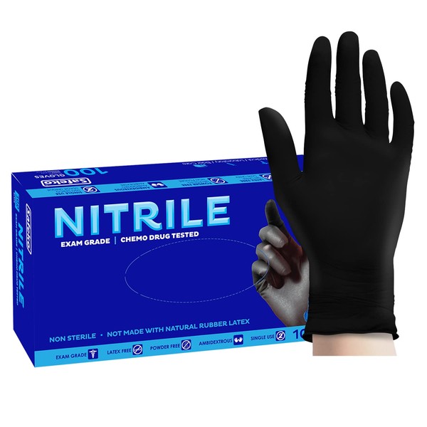 SAFEKO Black Nitrile - Disposable Powder & Latex Free Gloves