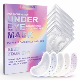 Bukamkom Collagen Eye Mask Patches,Used to Fade Eye Patches for Puffy Eyes and Dark Circles,Under Eye Patches,Tighten and Moisturize,Hyaluronic Eye Patches Transparent Glitter Eye Masks (20 pairs)