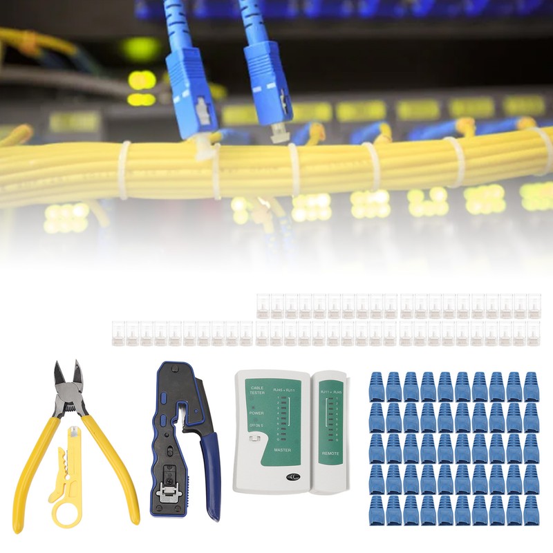 Network Cable Tester RJ45 Crimper Crimping Tool Kit Wire Stripper