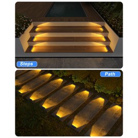 DetarZinLED Solar Step Lights for Outside, 2 Pack Solar Stair Lights, Warm White Outdoor Deck Light Waterproof, Outdoor Light Solar Powered for Deck, Dock, Pathway, Porch, Path, Ground, Backyard