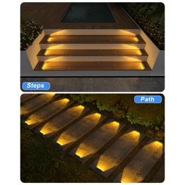 DetarZinLED Solar Step Lights for Outside, 2 Pack Solar Stair Lights, Warm White Outdoor Deck Light Waterproof, Outdoor Light Solar Powered for Deck, Dock, Pathway, Porch, Path, Ground, Backyard