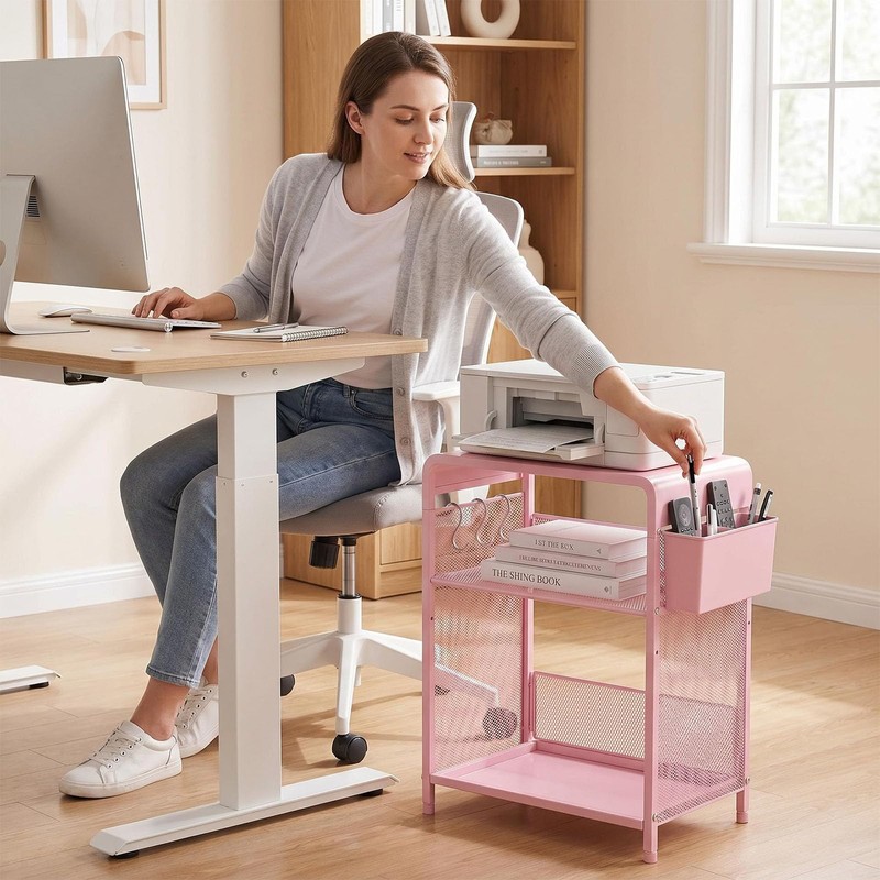 ECOLOVI Small 3 Tier Printer Stand for Under Desk, Height