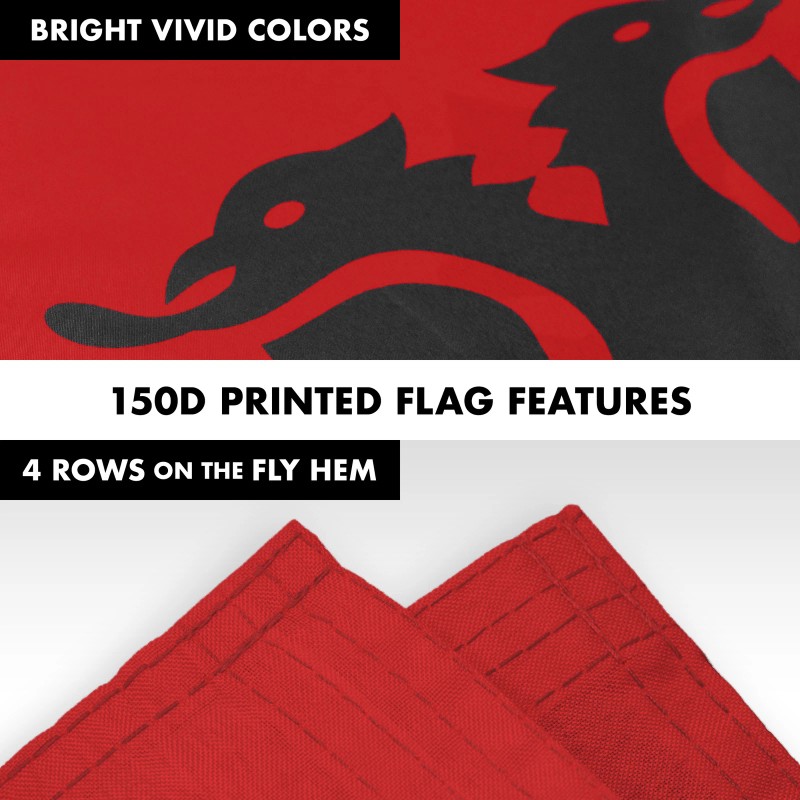 G128 Flag Pole 6FT Black & Albania Flag 3x5FT Combo