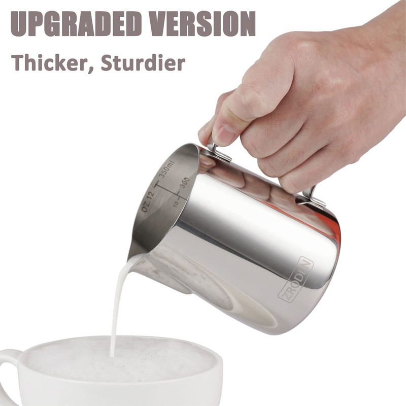 Milk Frothing Pitcher, Thicker Version 20oz Espresso Steaming Pitchers Stainless