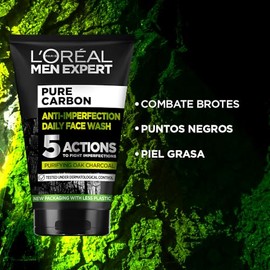 L'Oréal Paris Gel de Limpieza Facial de Men Expert, Pure Charcoal, 100 ml