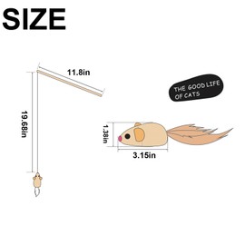 TTcat Cat Wand Toy for Indoor Cats, Natural Wood Cat Wand Toy with Feather Mice Toy,Interactive Cat Toy Kitten Toy for Indoor Cats to Play Chase Exercis