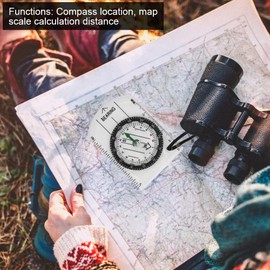 Kuuleyn Compass, Pack of 4 Professional Pocket Compass, Compass Map Scale Compass, Distance Calculator, Card Reading Compass for Outdoor Hiking Backpack Equipment