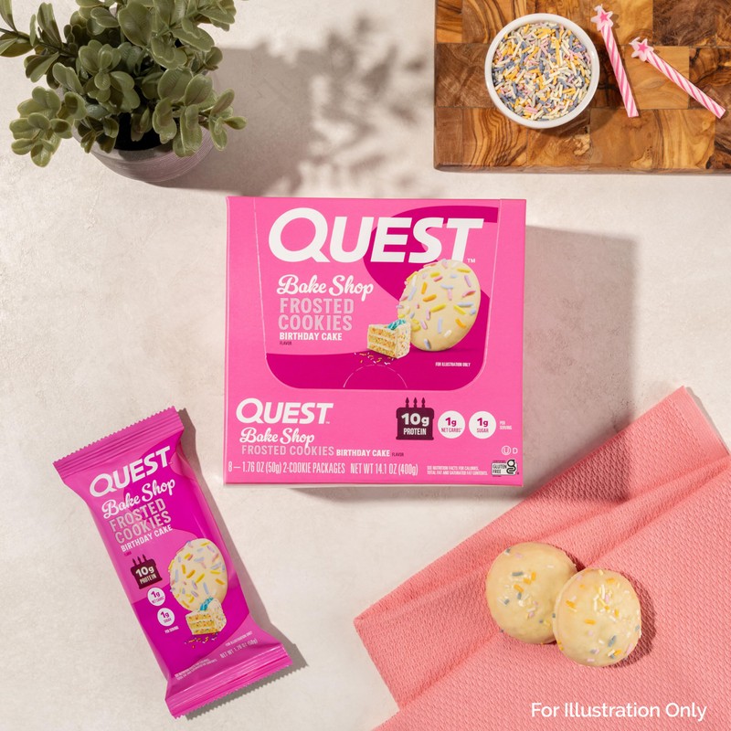 Quest Nutrition Frosted Cookies Twin Pack, Birthday Cake, 1g Sugar,