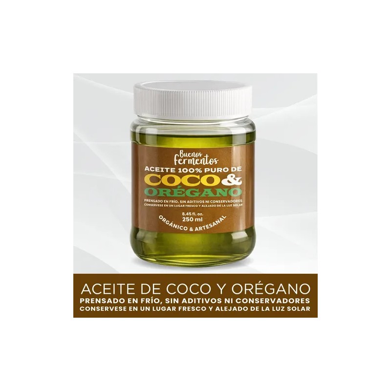 Aceite De Coco Y Orégano Prensado En Frío 100 Natural