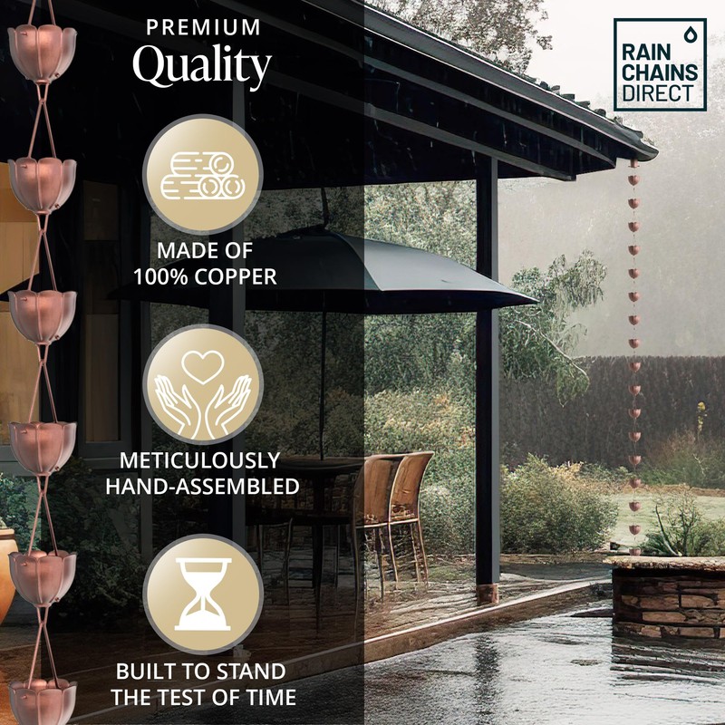 Rain Chains Direct - Square Link Rain Chain - 8.5