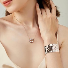 ALEXCRAFT Chunky Bangle Gold Silver Bracelet Women's Valentine's Day Bracelet Women Stockholm Style Jewellery for Her Women Girlfriend Mum