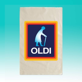 Oldi Woman Tea Towel - Novelty Joke Funny Mothers Day Grandma Old Birthday Present Gift Fun Kitchenware 100% Polycotton 170 gsm 72g Natural Luxurious Feel Designed For Ease Of Decoration (Natural)