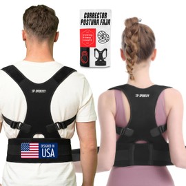 SPORTIFY Corrector De Postura Completo y Faja Lumbar para Hombre y Mujer Ajustable Unisex Para Dolor De Espalda por Trabajo Cargar de Uso Diario...   