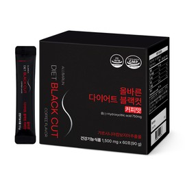ALBARUN Correct Diet Black Cut Coffee Flavor 60 sachets, 1 pack / 올바른 다이어트 블랙컷 커피맛 60포, 1개