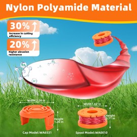 Xgunion Trimmer Spool Line for Worx 14 Pack WA0010 Edger Spools Replacement forWorx Weed Eater String Suitable for Worx String Trimmers(12 Grass Trimmer Line, 2 Trimmer Cap)