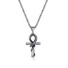 Rockyu Men's Stainless Steel Snake Motif Cross Necklace Silver Chain