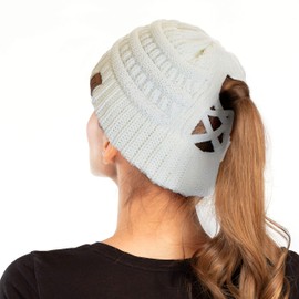 C.C Exclusives - Gorro de invierno para mujer (MB-20A) (CCB-1), 0 Criss-cross Marfil, Talla única