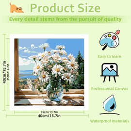 Flowers Paint by Numbers, Flowers Paint by Numbers Adult Kit, Paint by Number Kit for Gifts and Home Decorate (16x16Inch)